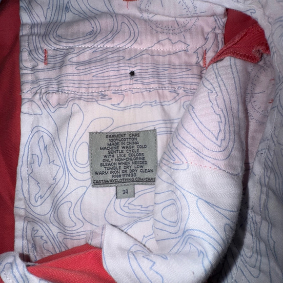 Castaway Nantucket Island Shorts Mens 34 Chino Salmon USA Flag Embroidered Golf - Picture 8 of 8